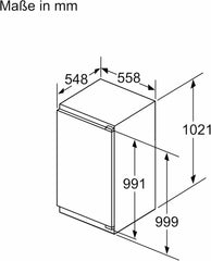 Siemens KI31RADD1 iQ500 - Réfrigérateur encastrable - 102,5 x 56 cm - 165 l - Fabriqué en Allemagne - Très silencieux, hyperFresh Box - Fraîcheur plus longue - Éclairage LED - SuperCooling -